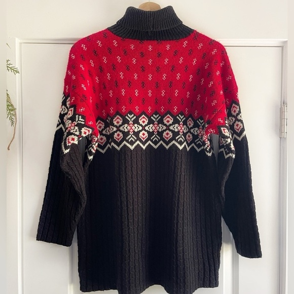 Vintage Basic Editions Fair Isle Acrylic Turtleneck Sweater - M - Picture 2 of 4